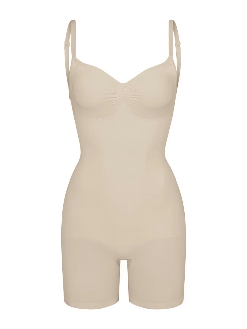 SKIMS SEAMLESS SCULPT LOW BACK MID THIGH BODYSUIT | SAND - S